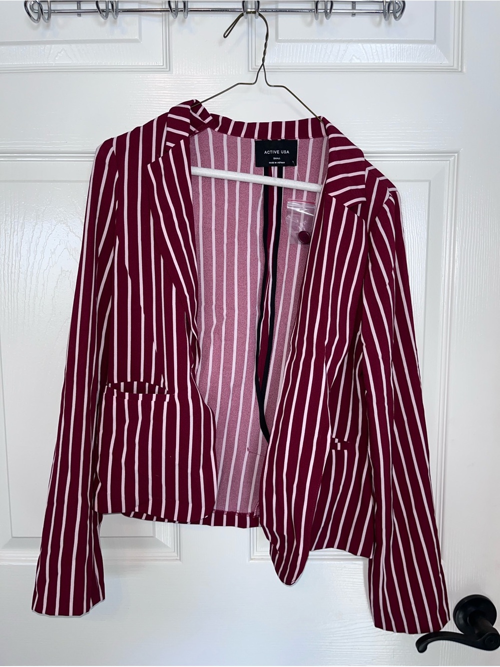 Active USA Burgundy and White Striped Blazer